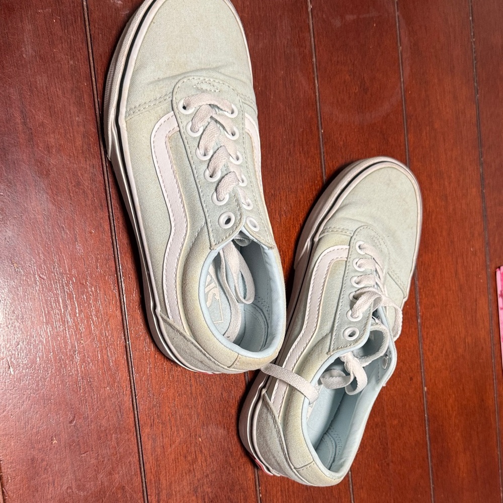 Vans Light Green and White Sneakers